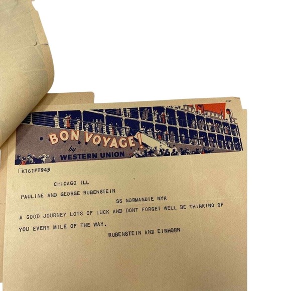 Western Union Bon Voyage Telegrams SS Normandie NYK Vintage Lot of 8 Maritime - Picture 4 of 15